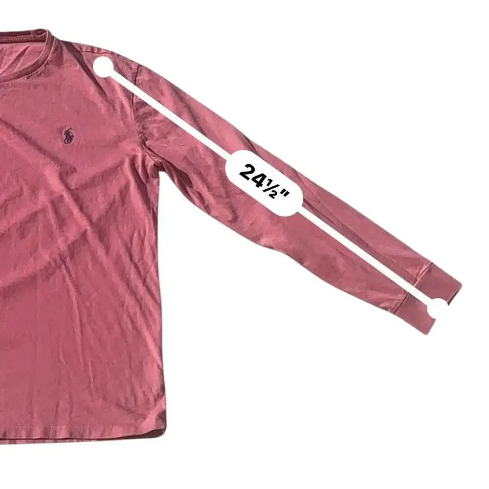 Polo Ralph Lauren Long Sleeve Tee Men's M Pink Pony Logo